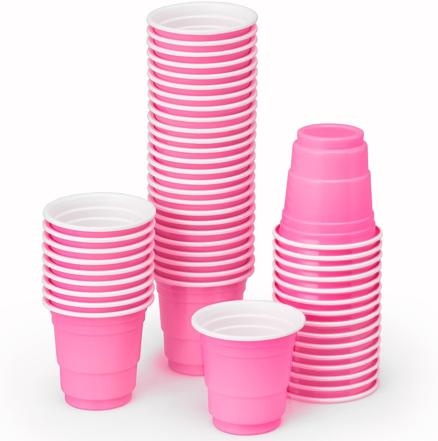 xo, Fetti Pink Plastic Shot Glasses front view matte finish 50 pack