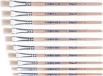 Pelikan art paint brushes arranged by sizes 4, 6, and 8