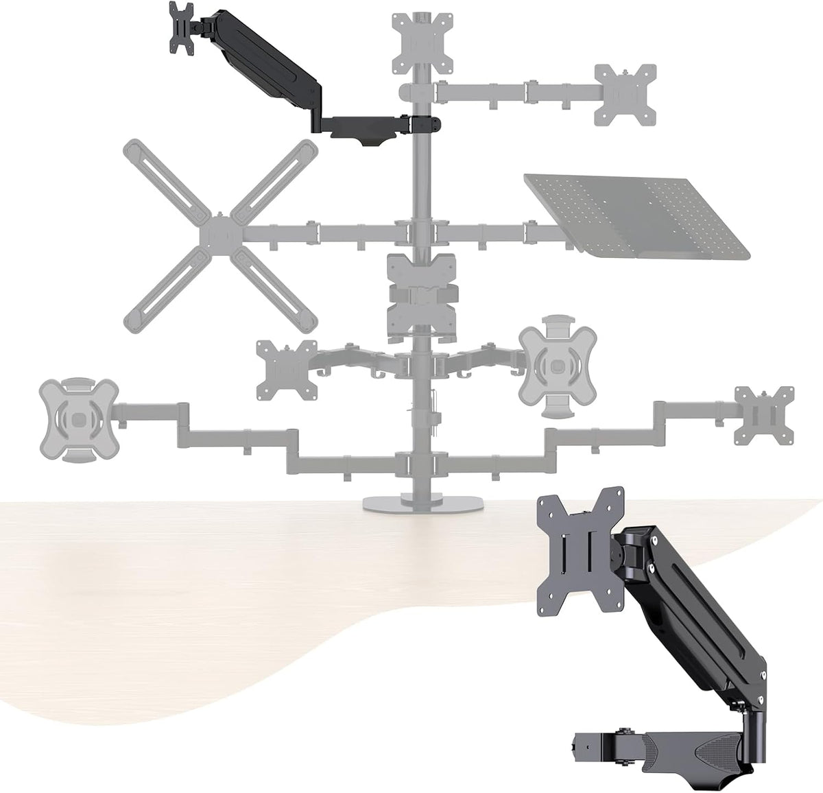 Pholiten VESA Mount Bracket Adapter Monitor Arm Mounting Kit for Screen 13 to 27 inch,75mm or 100mm VESA | For 13 to 27 inch Screens, 75x75mm/100x100mm VESA - Image 9