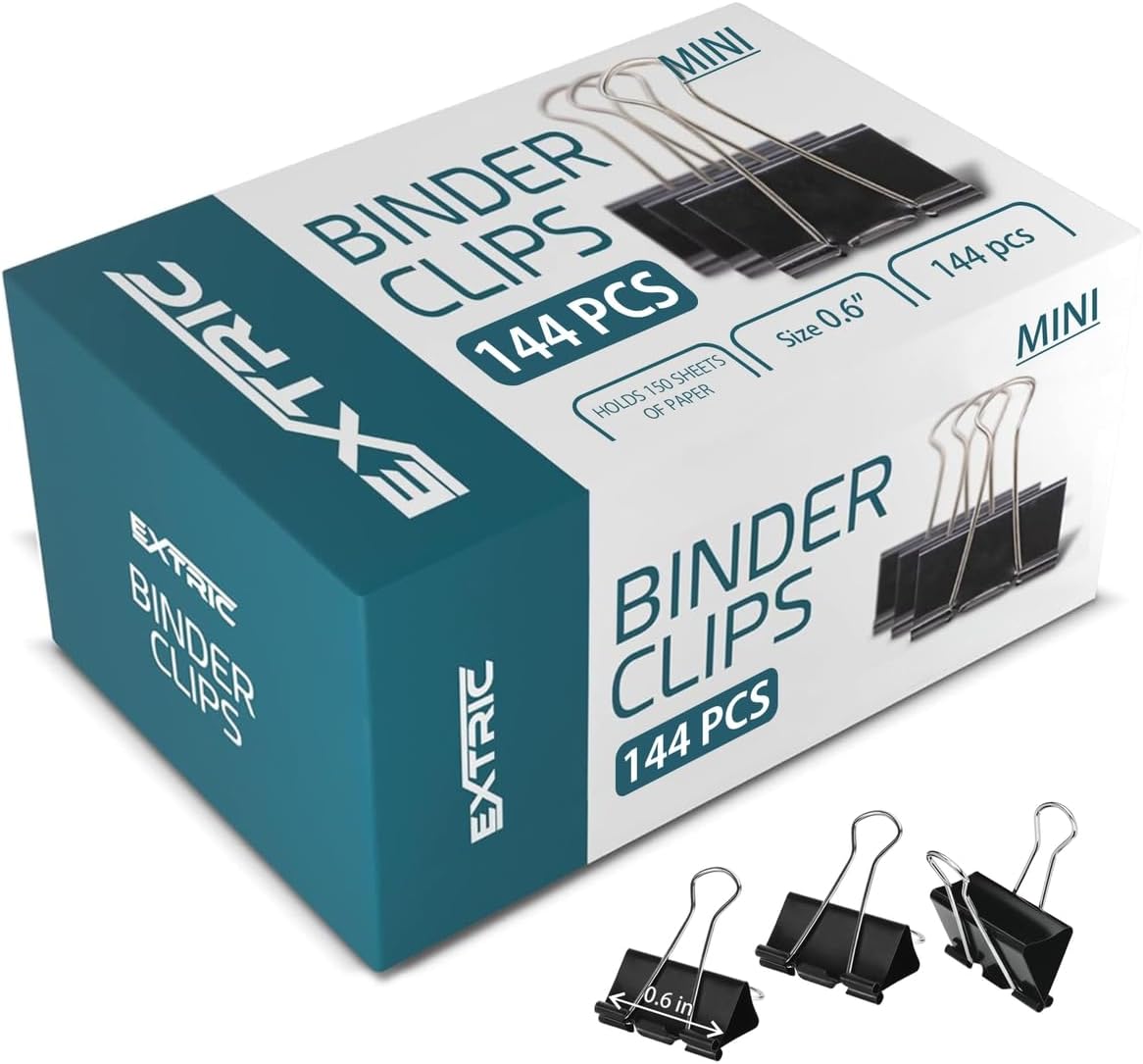 Binder Clips - 48 Small Binder Clips, 0.75 Inch Black Paper Clamps, File Clip for Home, Office and School Supplies - Image 10