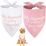 SZEE Engagement Gifts for Couples, 2 Pack My Humans are Getting Married Dog Bandanas, Wedding or Bridal Shower Gifts for Bride, Dog Wedding Bandanas, Engagement Party Decorations (White & Black, L) - Image 13
