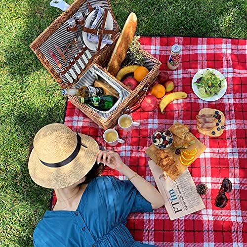 Zormy picnic basket set with ceramic plates and cutlery
