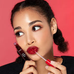 ETUDE water gel lip tint applicator tip showing the rich vampy red shade.