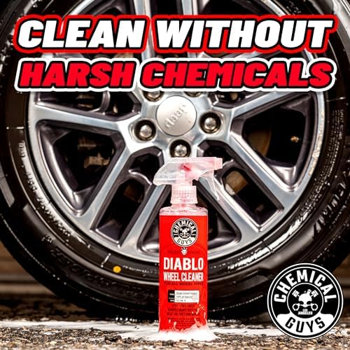 Professional car detailing with Chemical Guys wheel spray