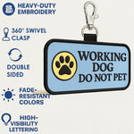 WorkingServiceDog.com identification patch tag attached to a harness
