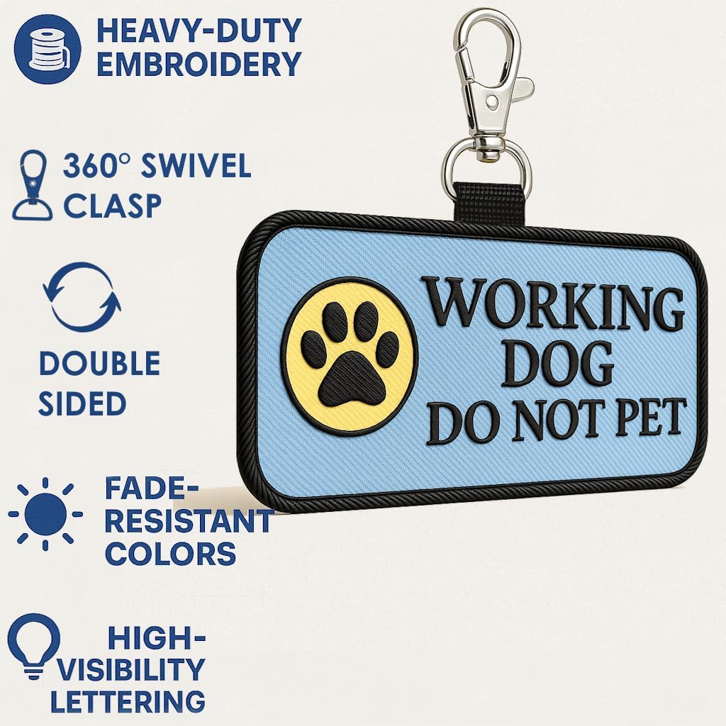 WorkingServiceDog.com identification patch tag attached to a harness