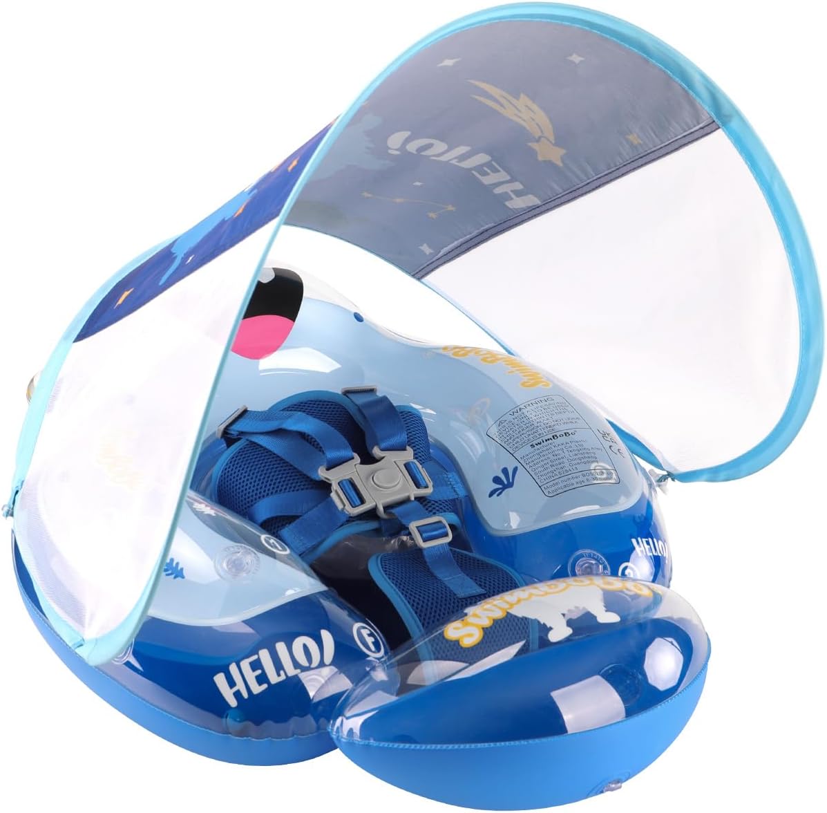 Free Swimming Baby Swimbobo Infant Pool Float Blue Monster front view