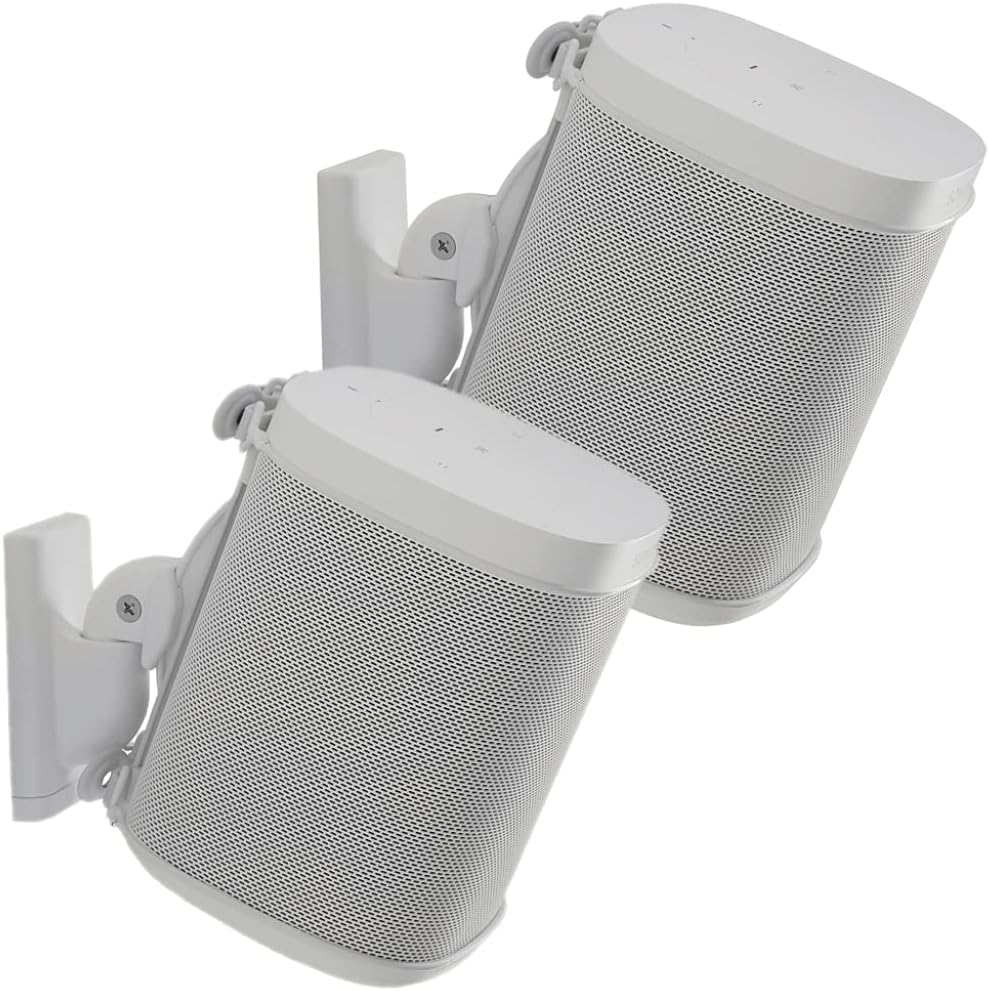 Sanus speaker wall mounts front view white pair