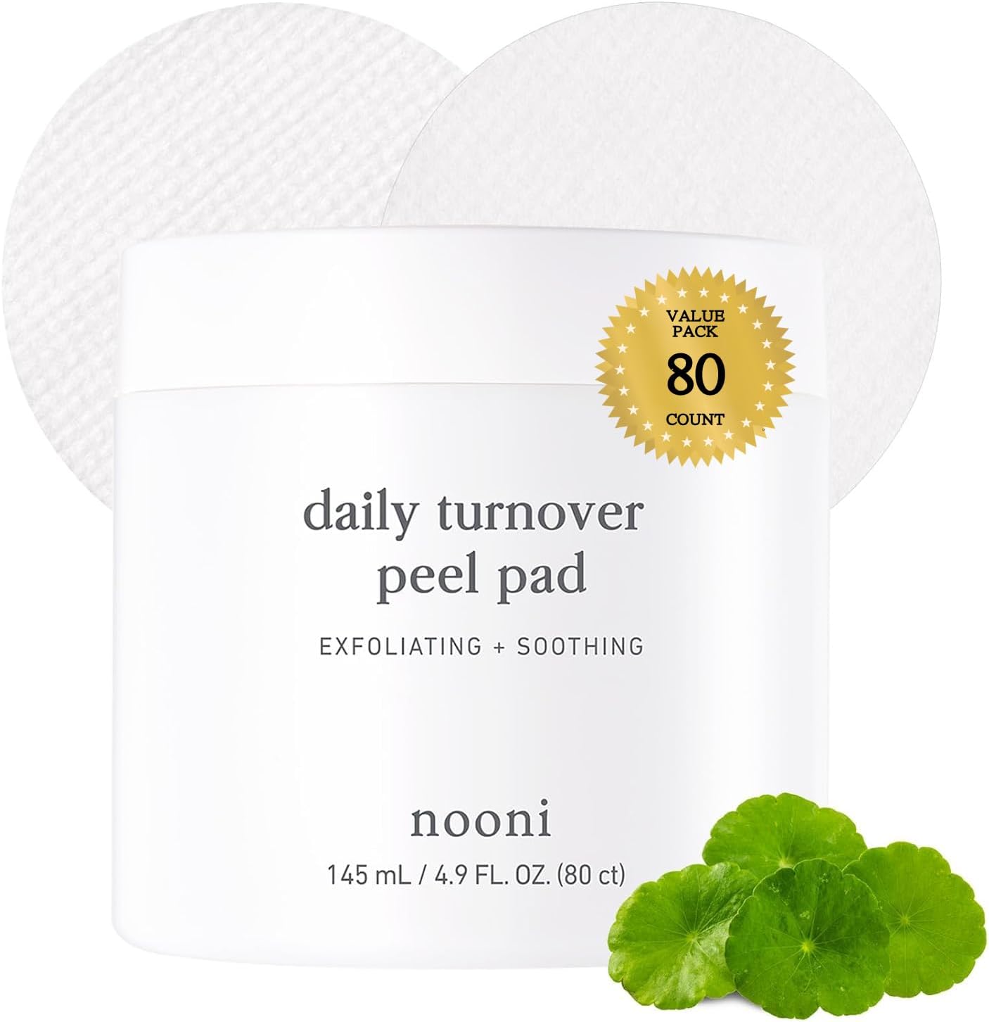Nooni Daily Turnover Peel Pads jar front view exfoliating facial toner pads