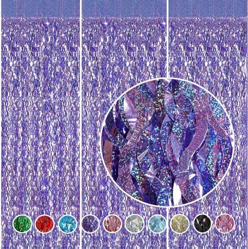 Three pack metallic tinsel streamers for graduation decoration setup