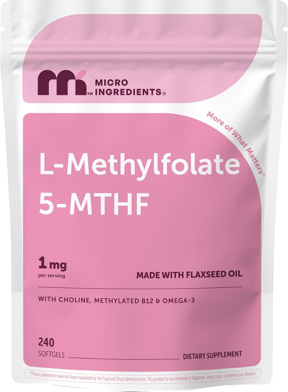 Micro Ingredients L-Methylfolate 1000mcg softgels pouch front view