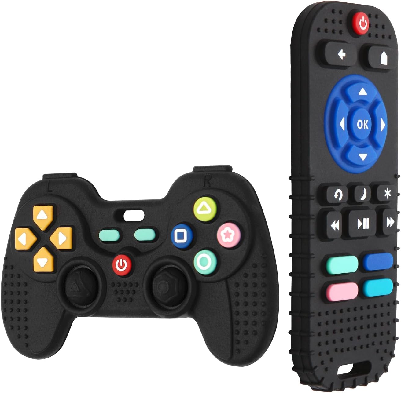 Hooku silicone teething toys remote control front view for baby gum relief