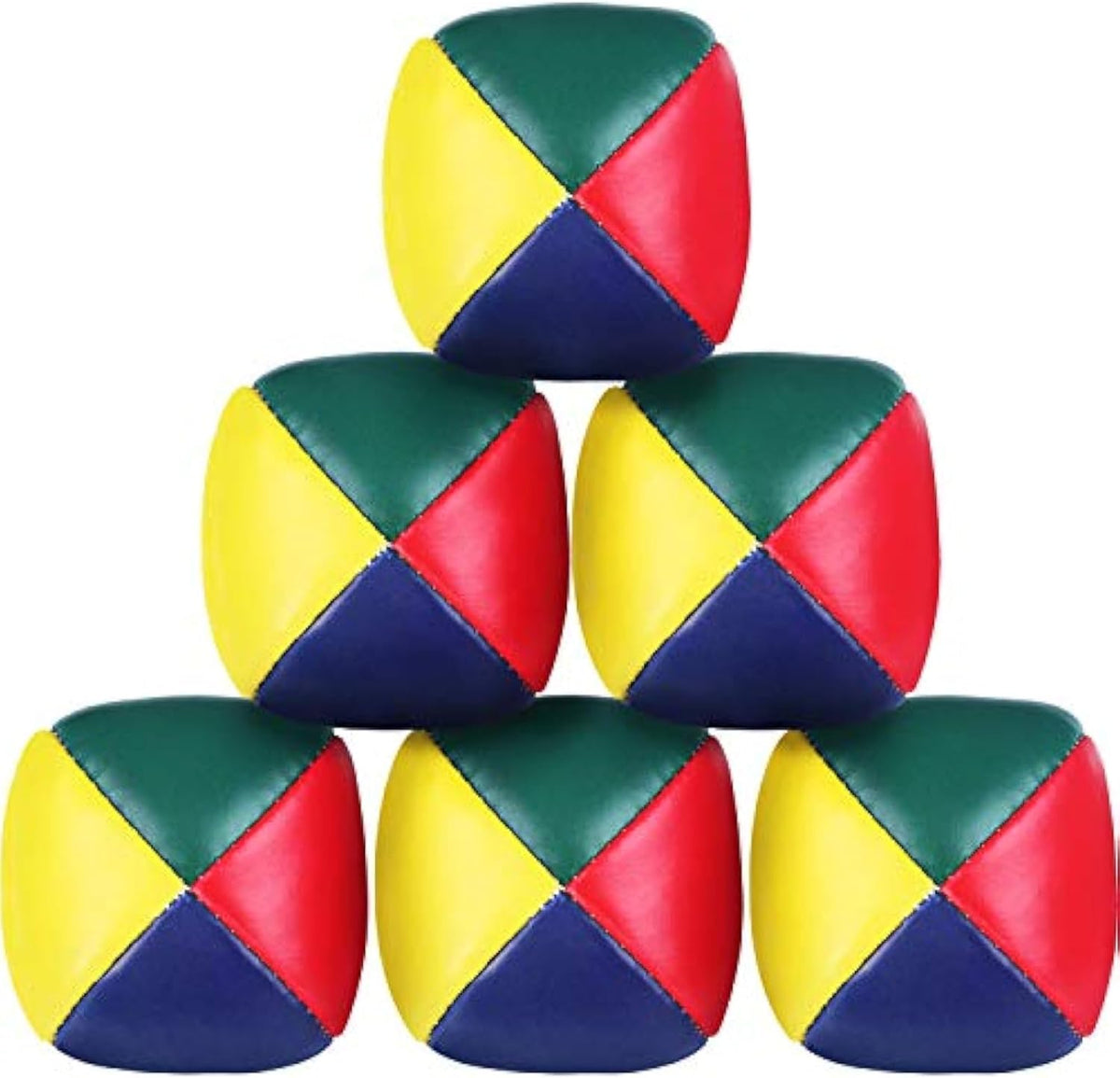 Patelai juggling balls set for beginners front view showing six multicolored circus bean bags