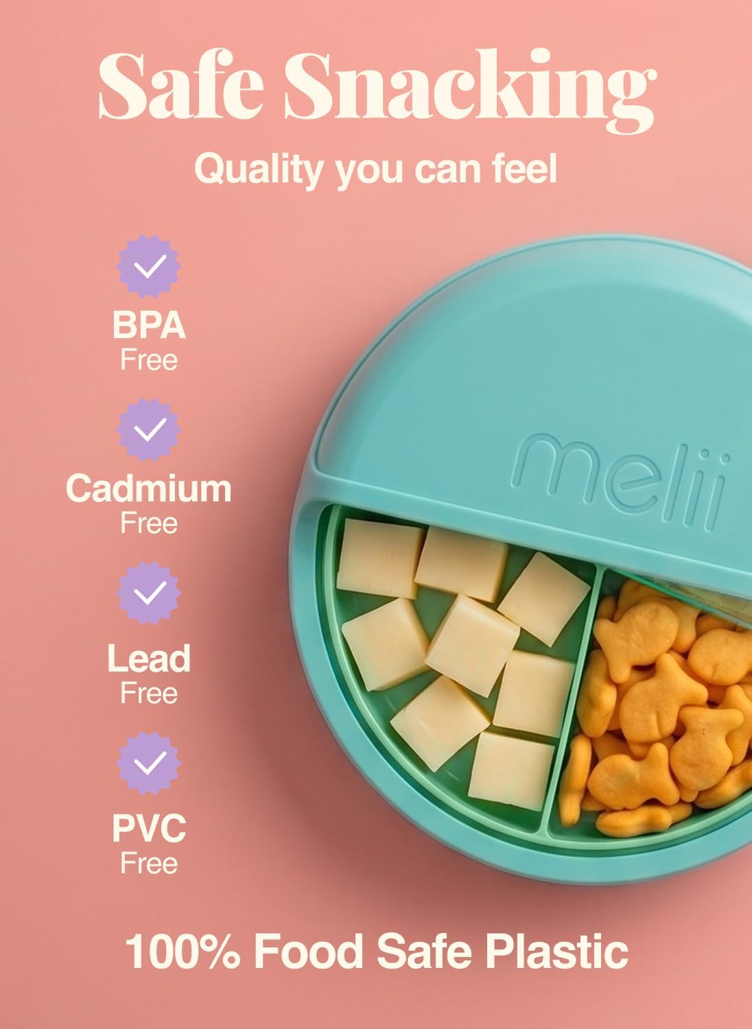 Melii spinning snack container parts separated for cleaning