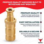 Solid brass pool cover anchors universal 3/4 inch size