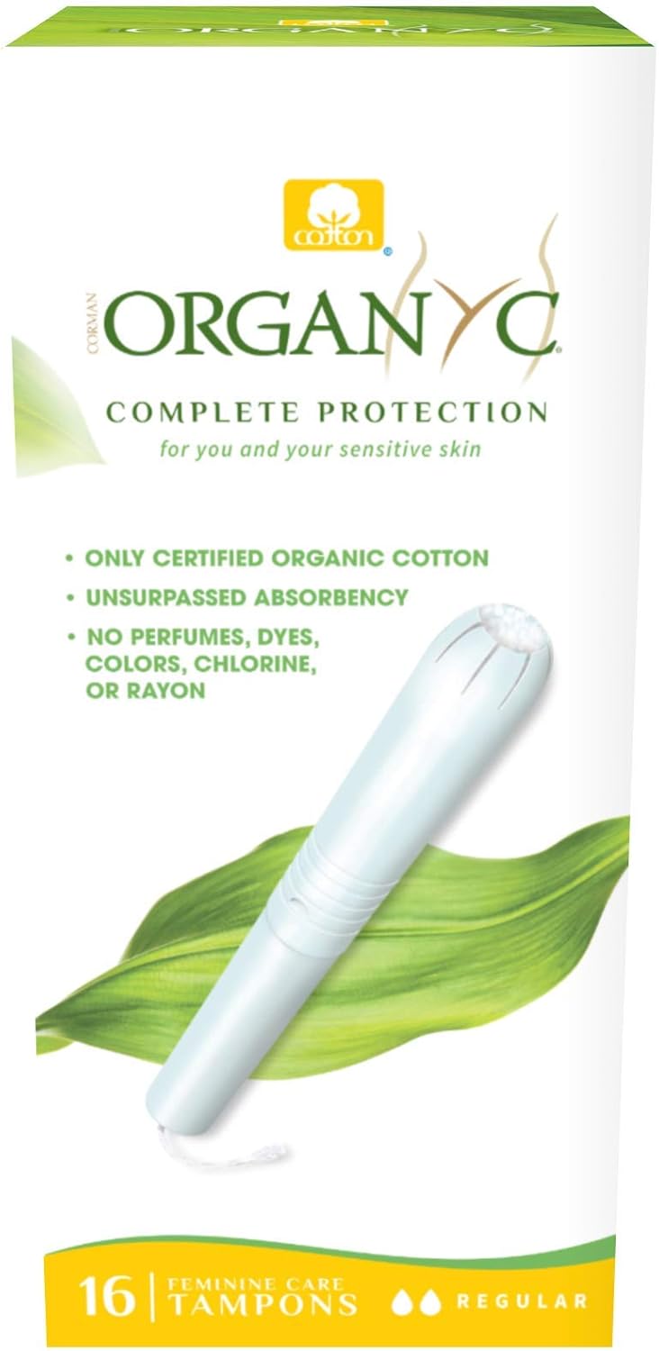 Organyc 100% Certified Organic Cotton Tampons, Cardboard Applicator, Free from Chlorine, Perfumes, Rayon and Chemicals, Regular, 16 Count - Image 1