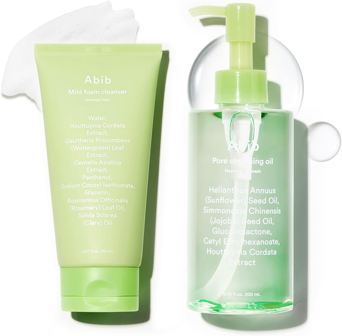 Abib Heartleaf Cleansing Duo bottle set front view for deep pore cleansing