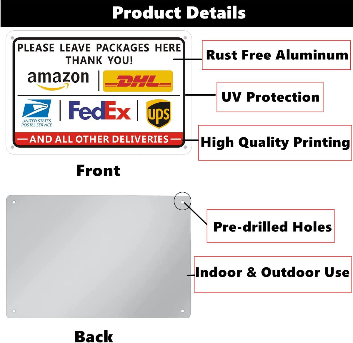 HEIOKEY delivery instructions sign mounted outdoors
