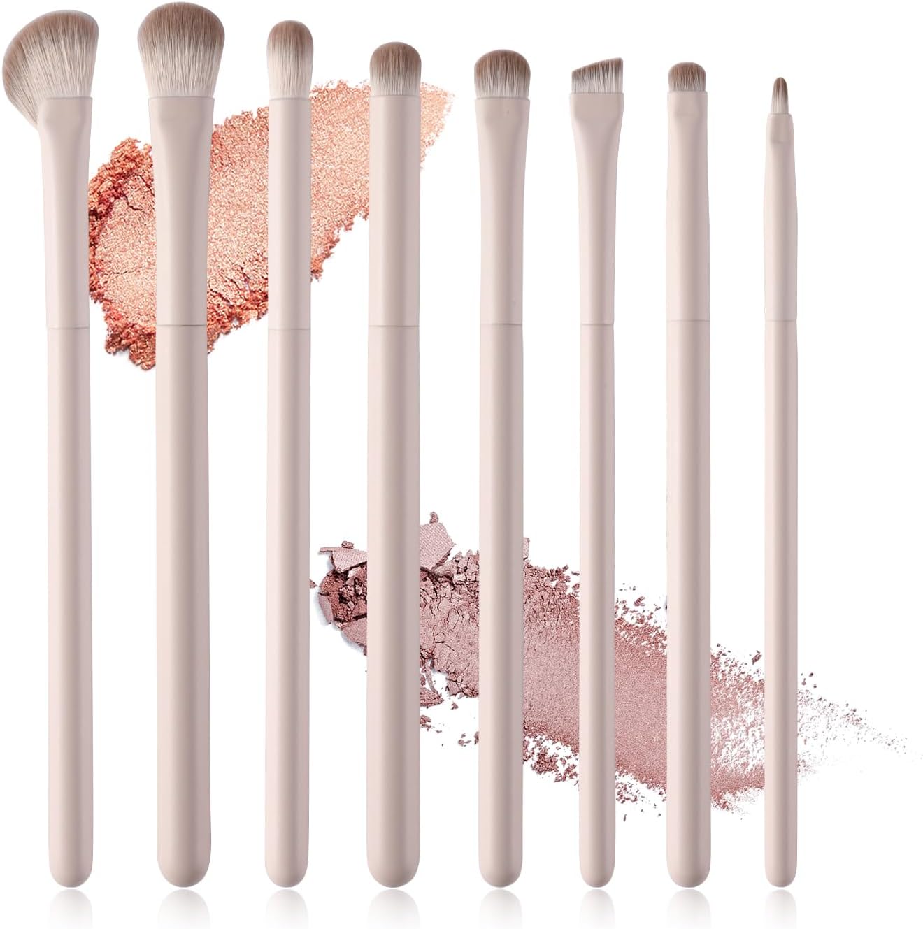 Z'OREYA professional eye shadow brushes set front view featuring eight premium pink makeup tools