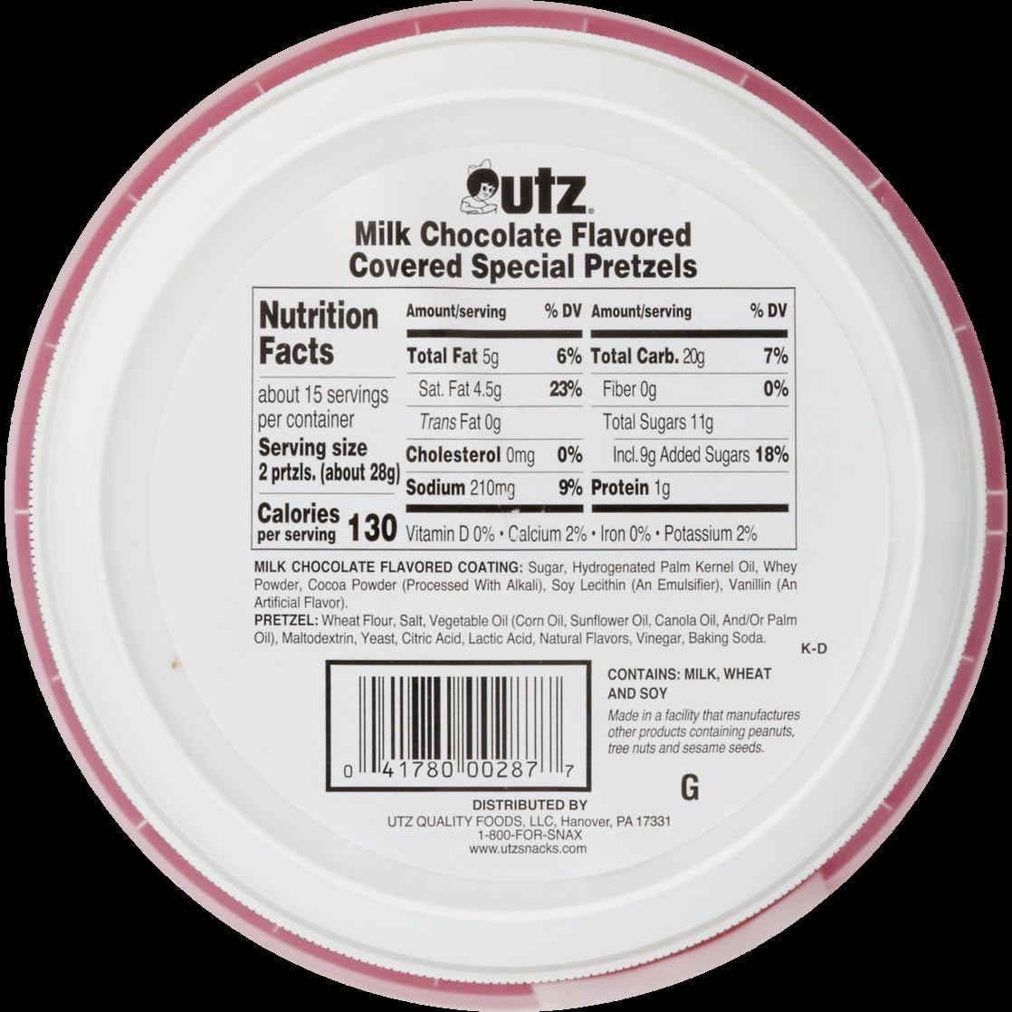 Close up of Utz Chocolate Flavored Covered Pretzels texture