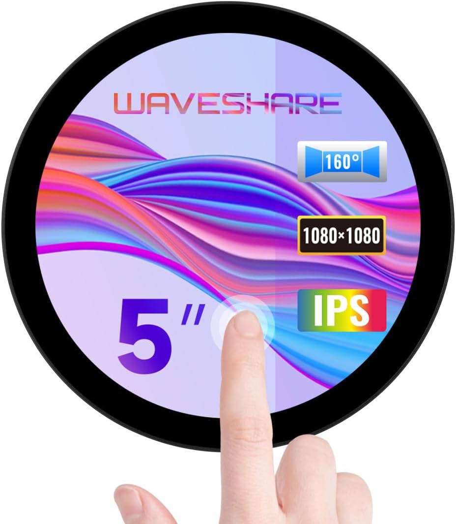 Waveshare 5 inch round HDMI touch display front view