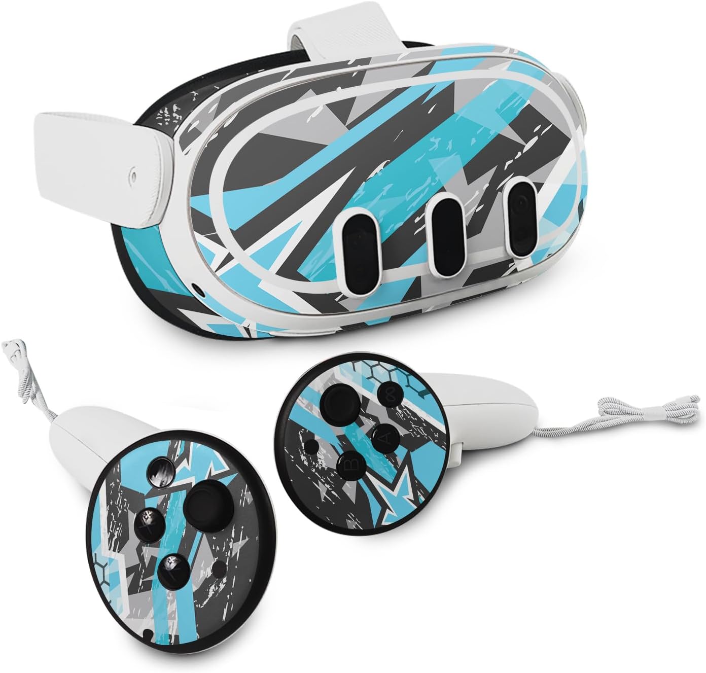 Vision Signs and Graphics MightySkins VR Skin front view showing the premium 3M vinyl wrap cover for Meta Quest 3.