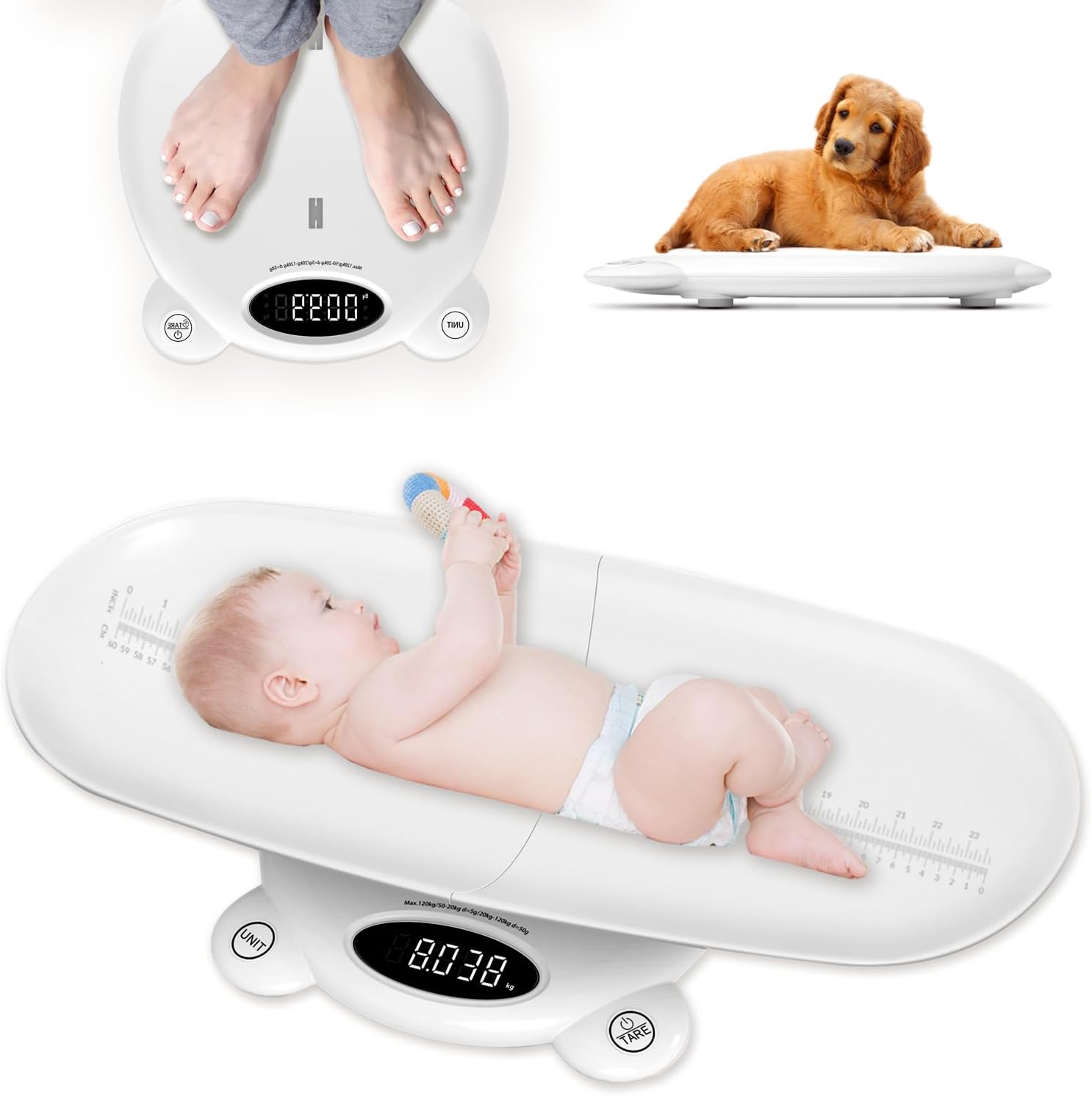 Olunasy digital baby scale with tray front view