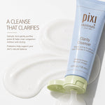 Skincare routine setup featuring authentic Pixi Beauty clarifying face wash for acne prone skin
