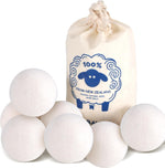 Dropy Premium New Zealand Organic Wool Dryer Balls front view 6-pack with storage bag.