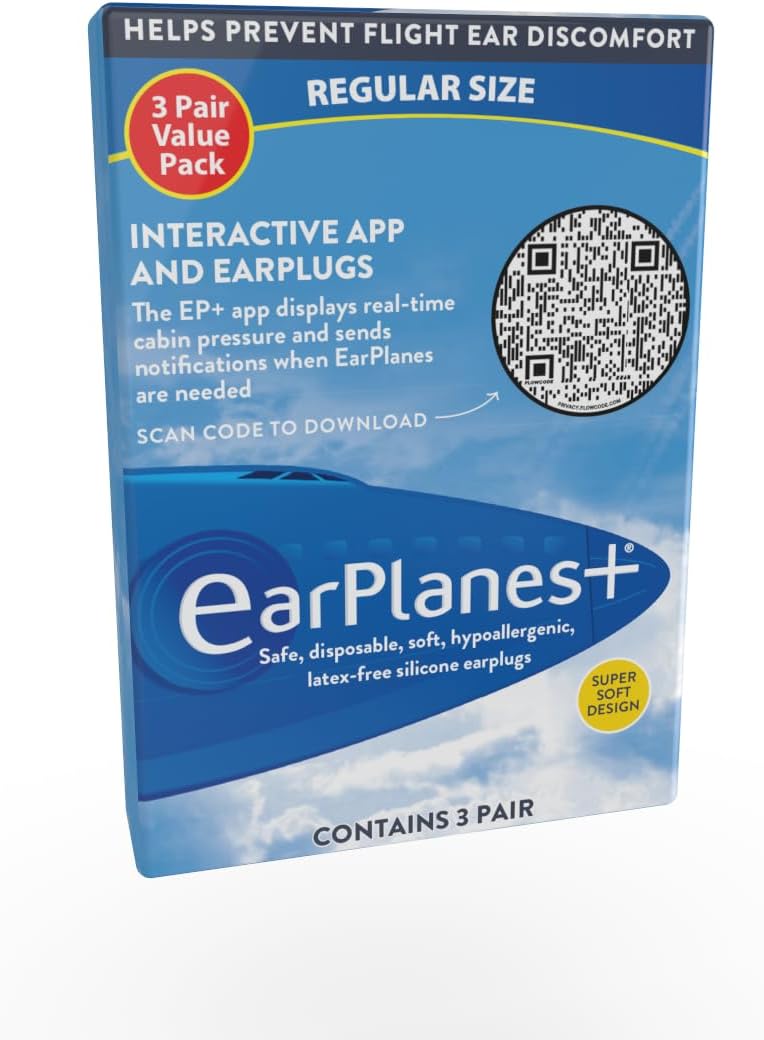 New Super Soft Adult EarPlanes® Ear Plugs Airplane Travel Ear Protection 3 Pair - Image 1