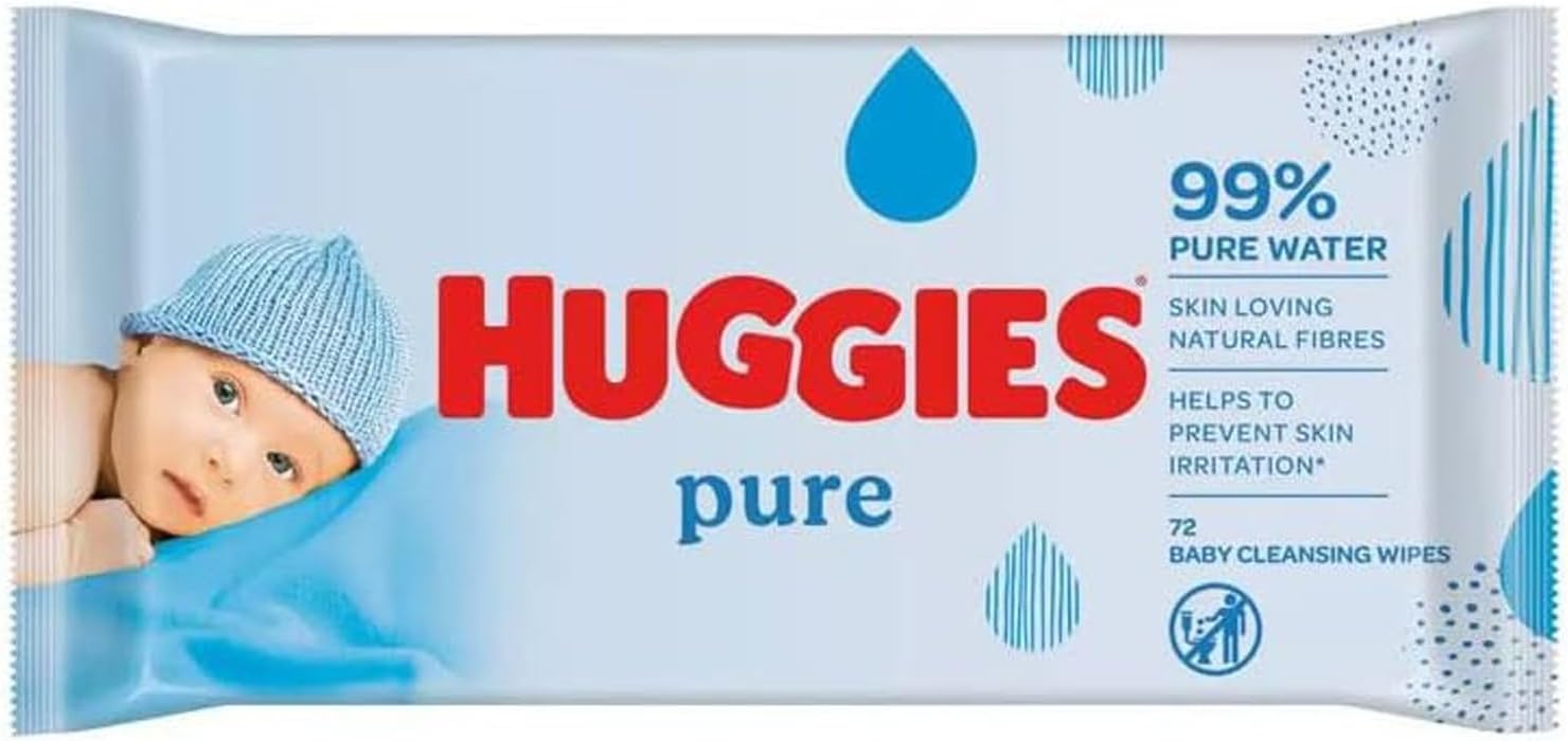 Huggies Pure Baby Cleansing Wipes | 72's - Image 1