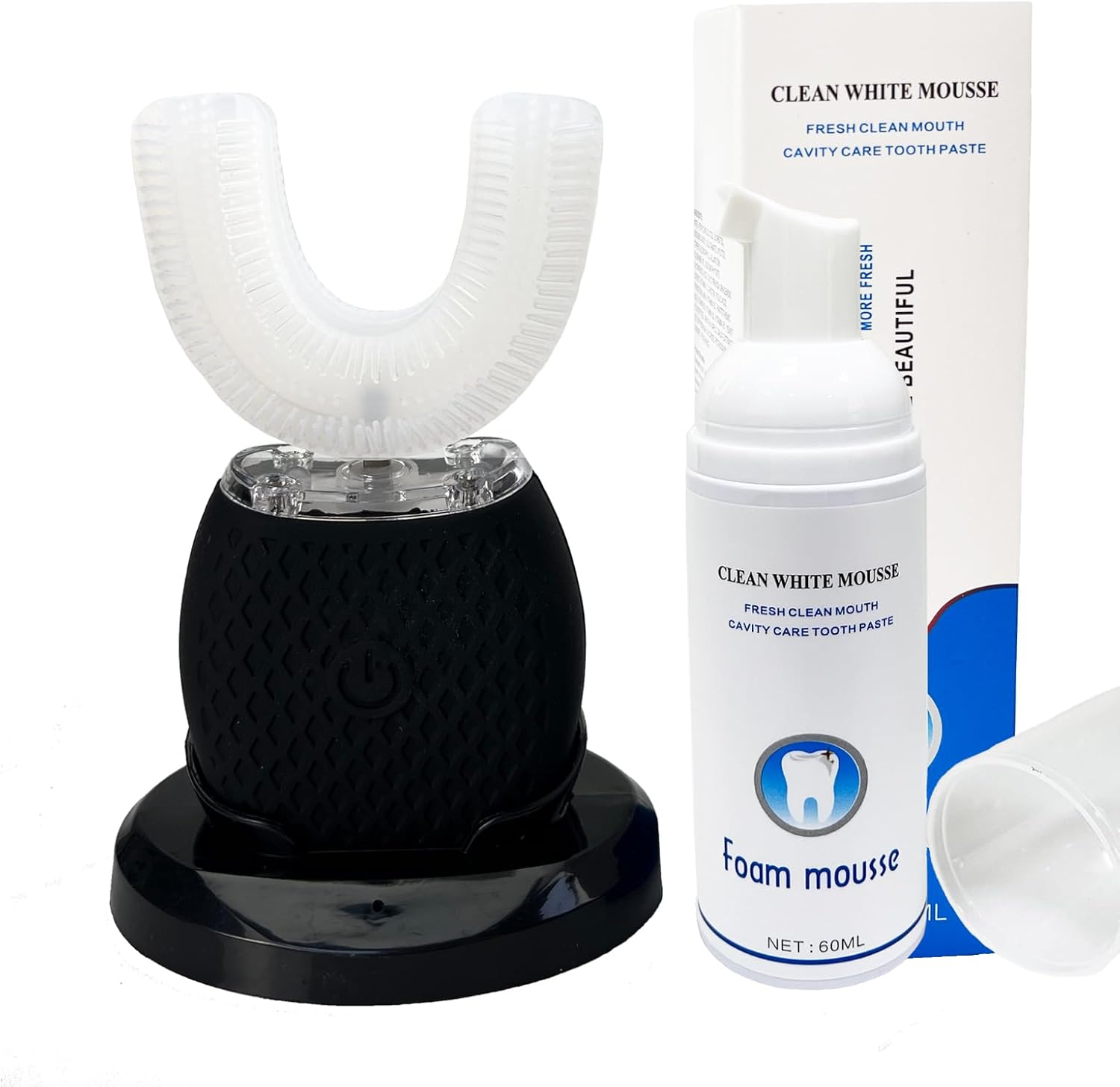 Automatic Ultrasonic Toothbrush,Electric Ultrasonic Toothbrush for Adults 360° Electric Toothbrush 30'' Automatic Timer Wireless Charging Washable Travel Home Dual-use (Black) - Image 1