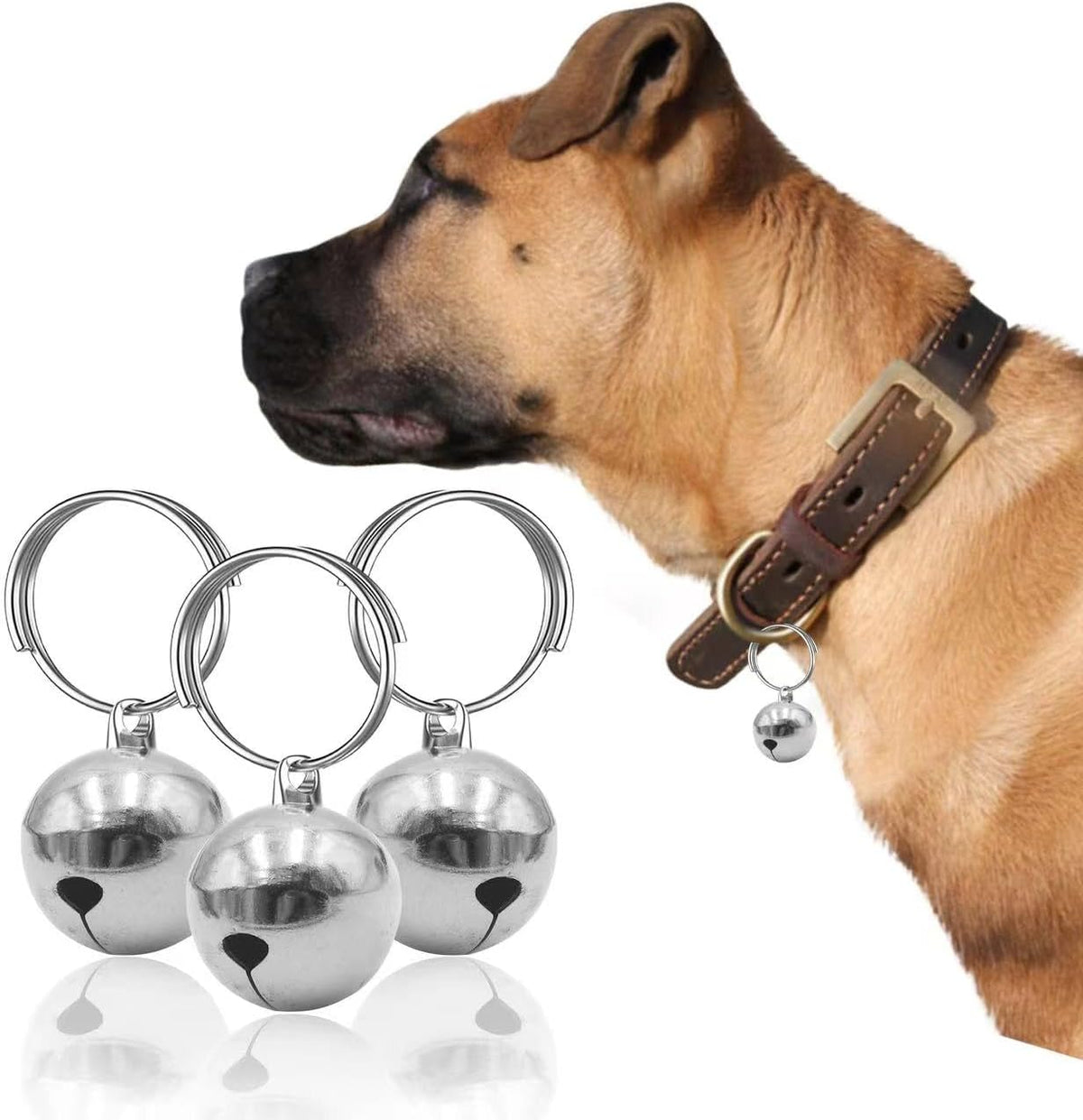 SKYPIA Round Dog Bells Dog Charm Bells Pet Pendant, 3 PCS Anti-Lost Training Bells for Collars, Suitable for Pet Pendant Accessories 1/2-Inch Gold - Image 3