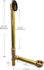 Westbrass D326H-62 22" 17 Ga. Brass Bath Waste& Overflow Assembly with Tip-Toe Drain Plug and Illusionary Faceplate, Matte Black - Image 12