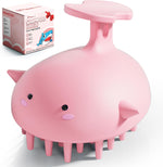 BLAAROOM pink silicone scalp massager front view showing the smooth dolphin shape design