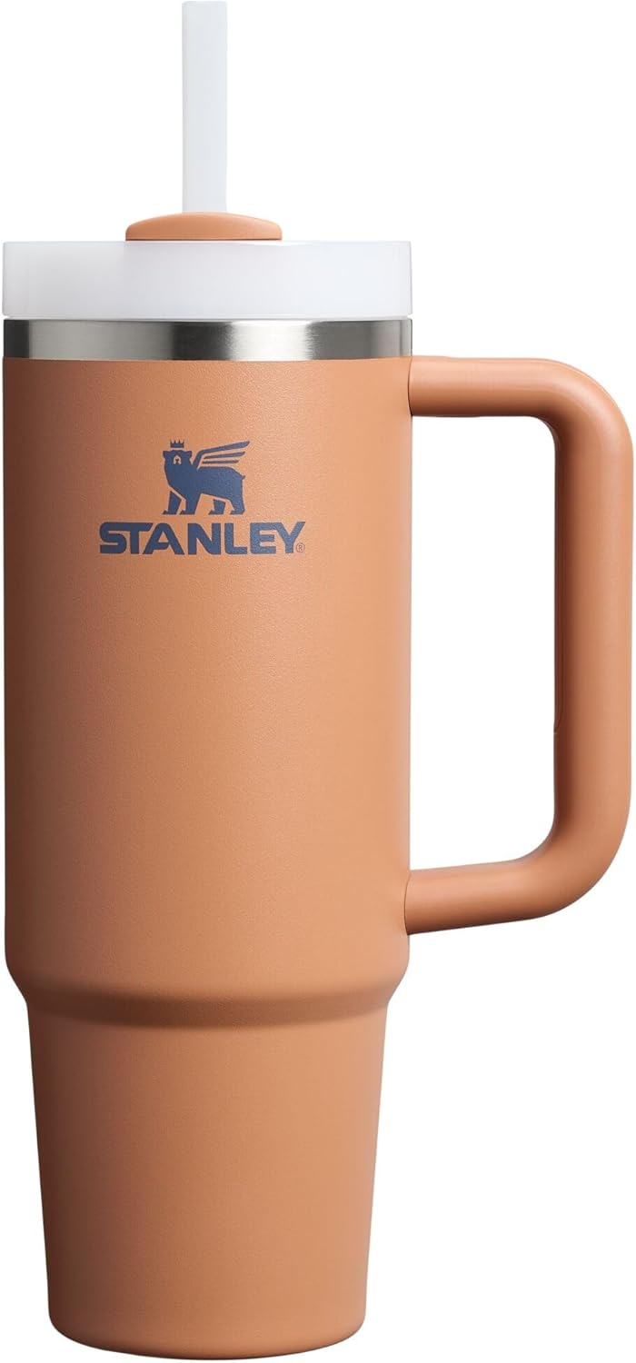 Stanley Quencher H2.0 tumbler front view showcasing toast colorway and handle