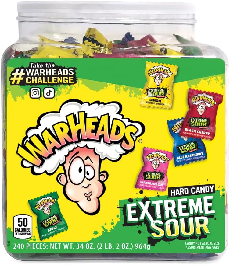 WARHEADS - Extreme Sour Hard Candy - Assorted Flavors - Sour Apple, Black Cherry, Blue Raspberry, Lemon & Watermelon Flavors - 2 oz. Bag - Image 12