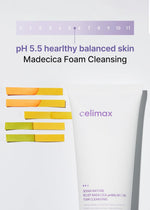 Celimax Derma Nature Relief face wash packaging box highlighting Cica and Madecassoside formulation