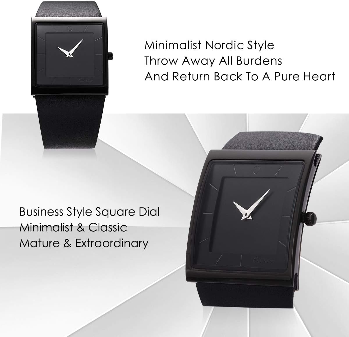 Sibosun business casual square wrist watch dial close up detail