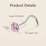 Upstore pink cubic zirconia nose studs set