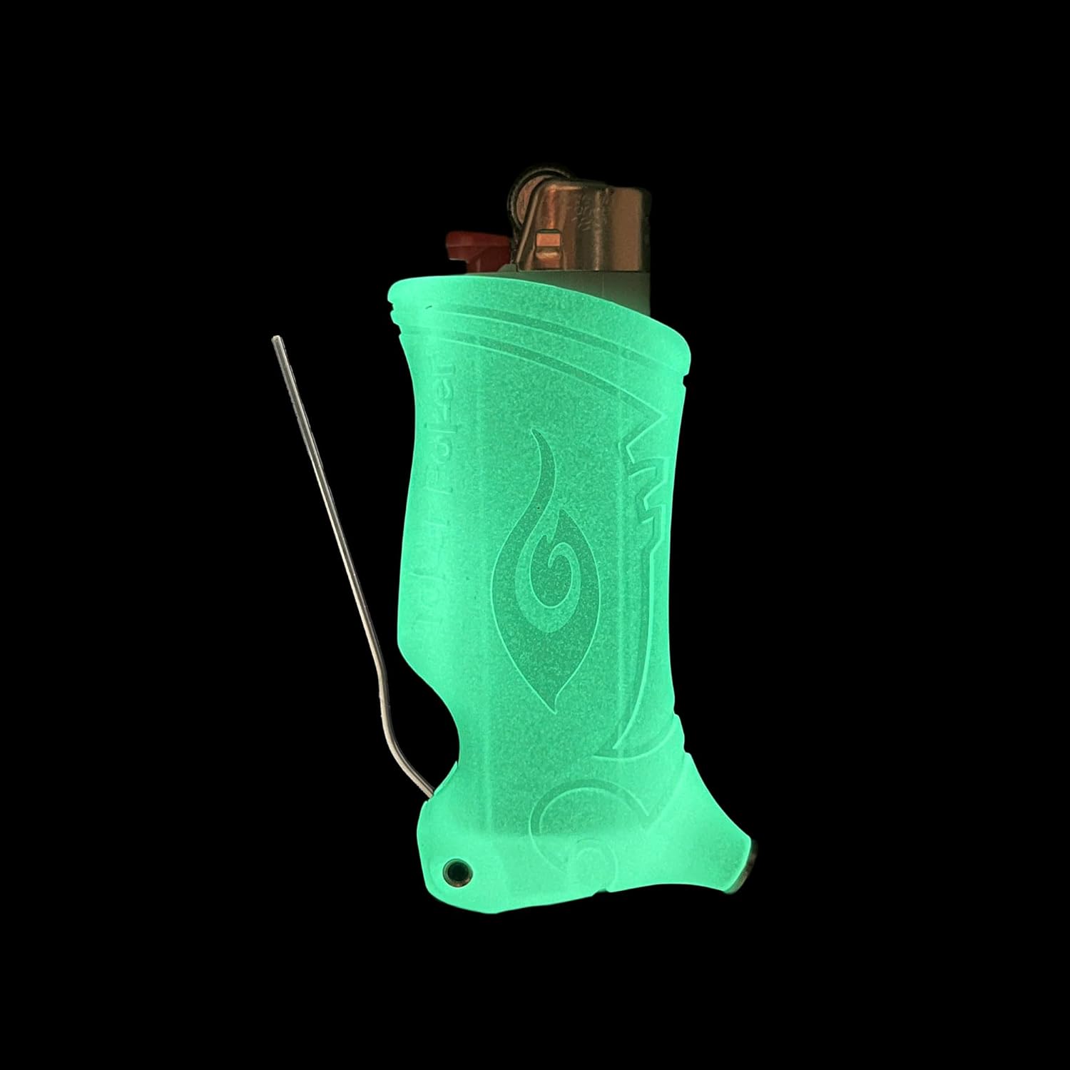 Toker Poker Bic lighter sleeve front view showing glow clear finish