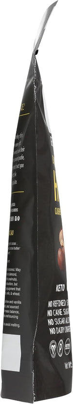 Hu Kitchen organic cacao and vanilla bean chocolate cashews packaging detail
