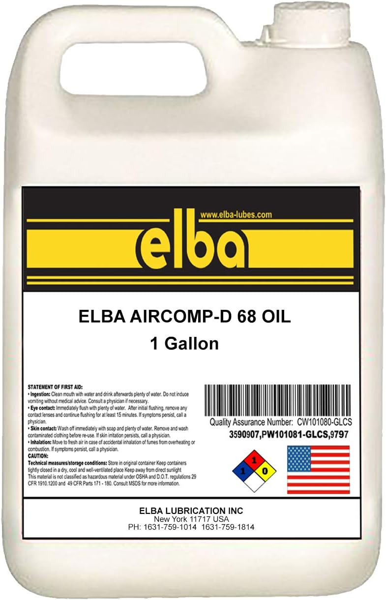 Elba Synthetic Air Compressor Oil 68 one gallon bottle front view premium industrial lubricant