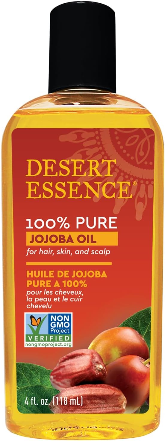 Desert Essence jojoba oil packaging showing fluid ounce size