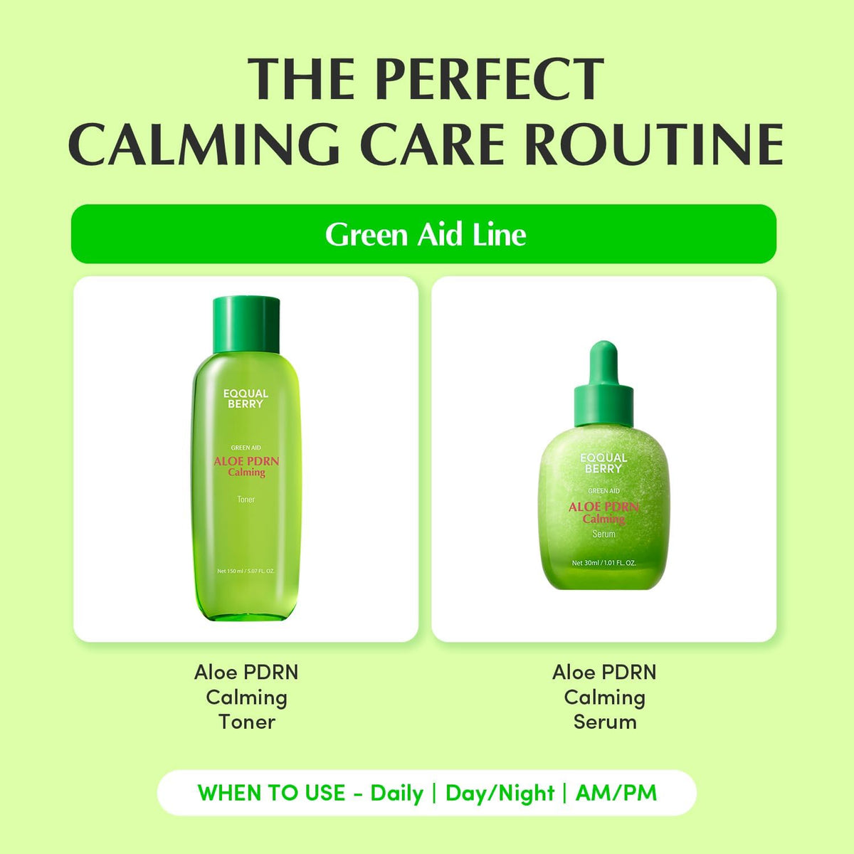Eqqualberry Aloe Pdrn Calming Toner soothing and cooling action demonstration