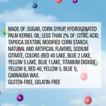 Back of Skittles Wild Berry bag showing ingredients and nutritional info