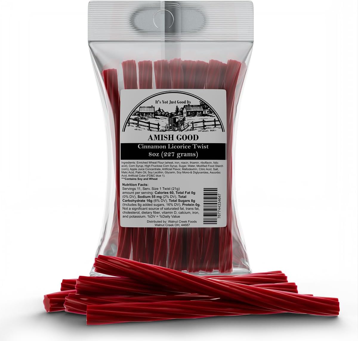 Amish Good Gourmet Licorice Twist Candy front view showing the 2 pack packaging.