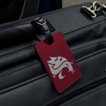 Graphics & More Washington St luggage tag angled view displaying faux leather texture