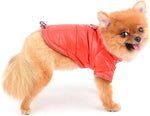 Paideful fleece lined puppy snowsuit back view showing D-ring