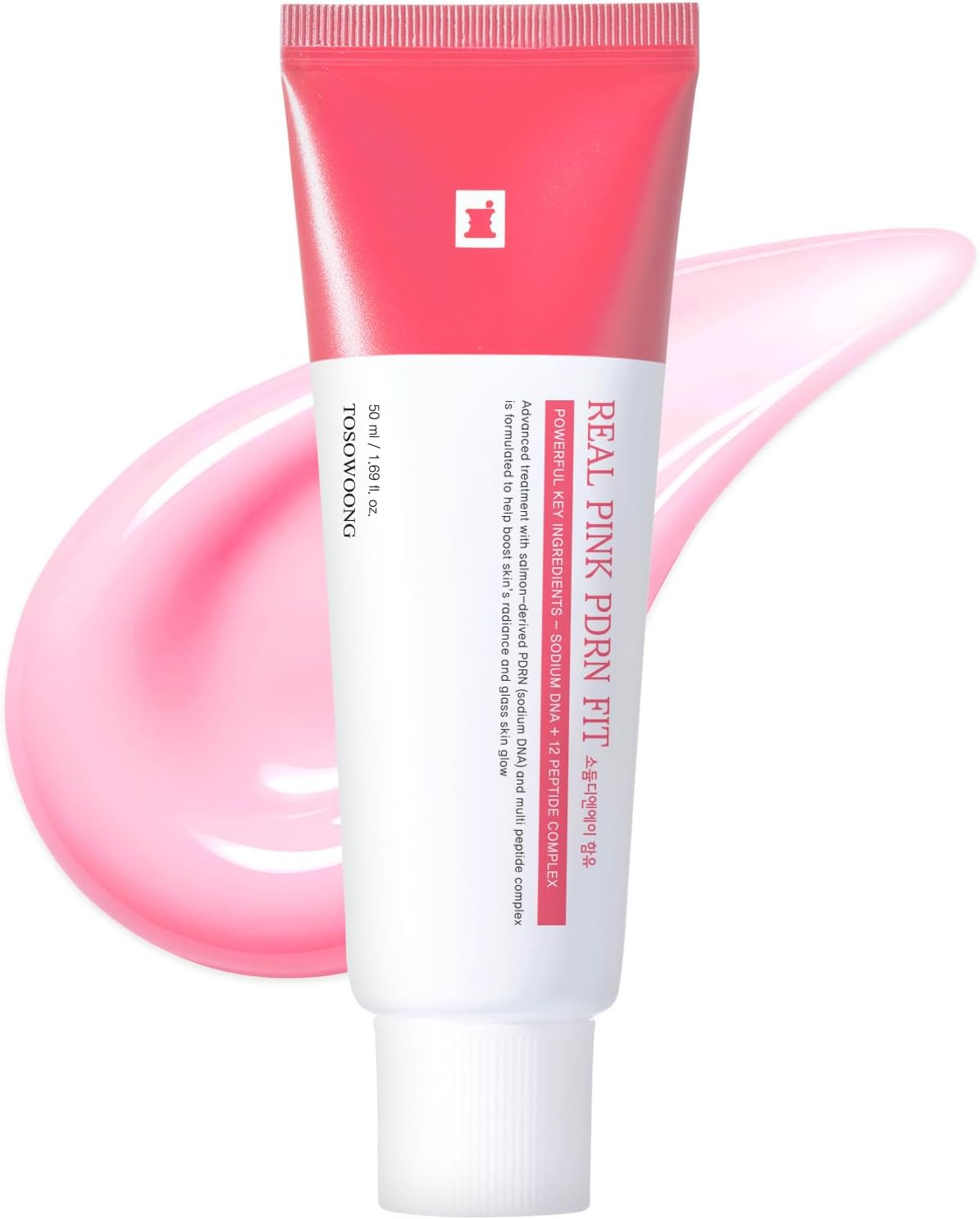 Tosowoong Real Pink PDRN Fit Mask tube standing upright on a clean background
